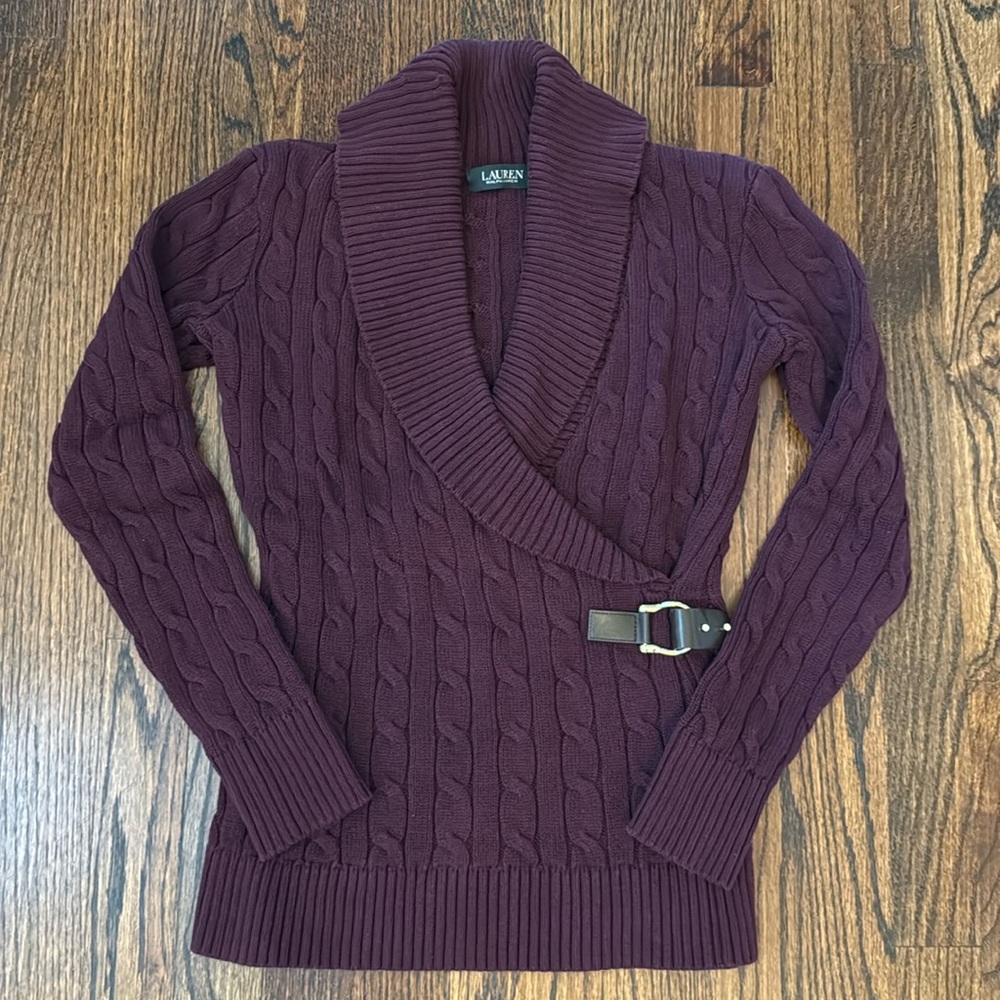 Ralph Lauren Shawl Collar Side Buckle Sweater